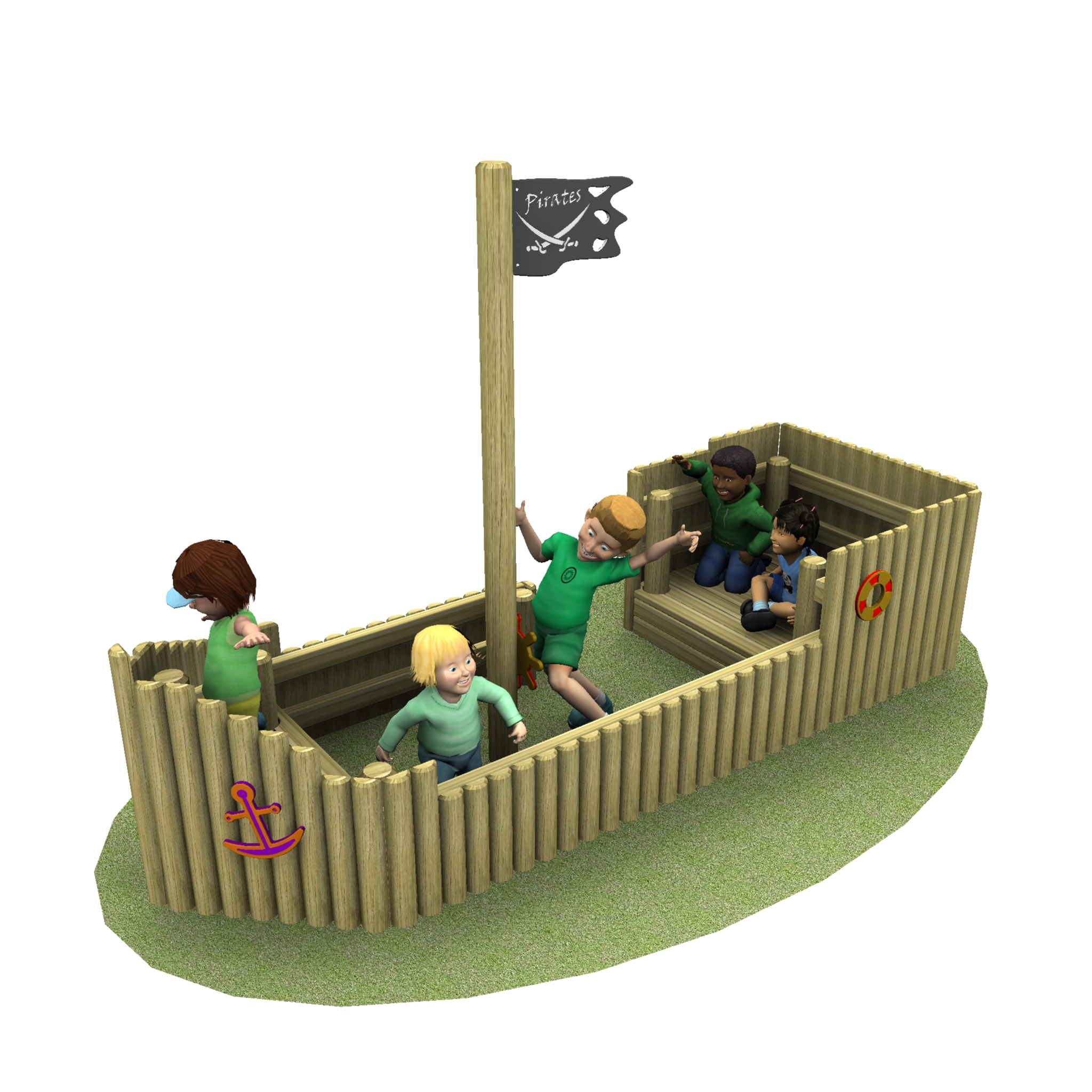 Log Play ship with children