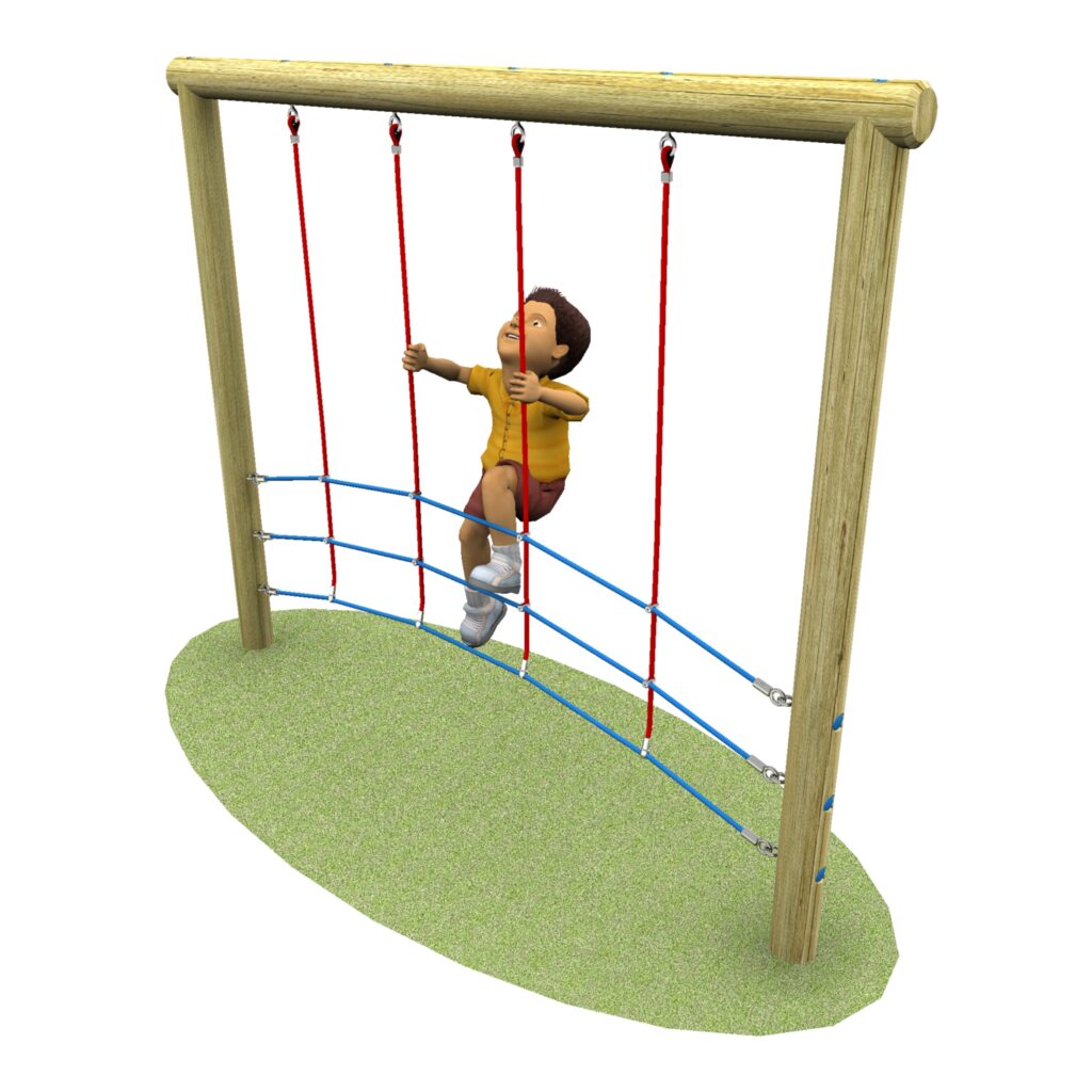 arch rope crossing with child climbing