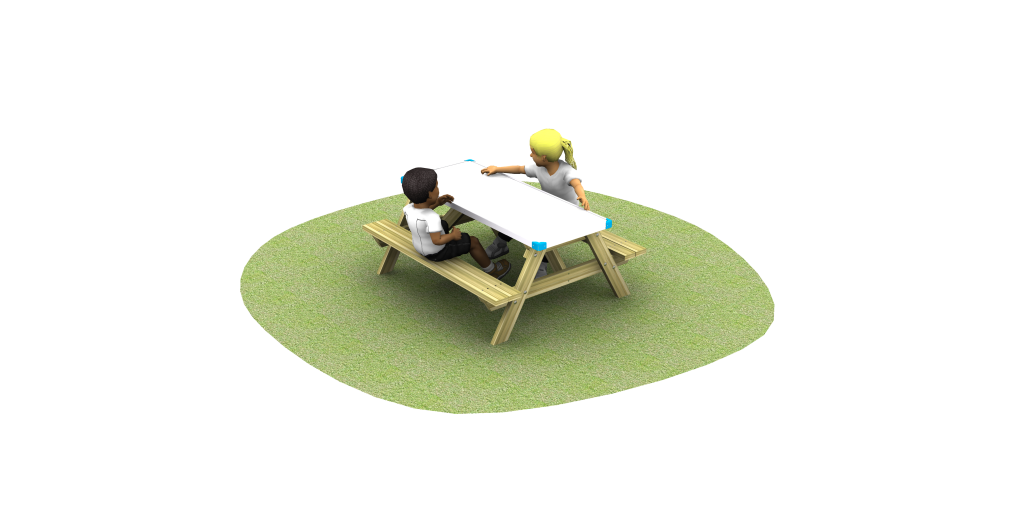 drywipe gameboard table with children and grass