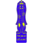 A blue and yellow dragon-shaped height chart marked in centimetres with the text Are you as tall as me? at the bottom.