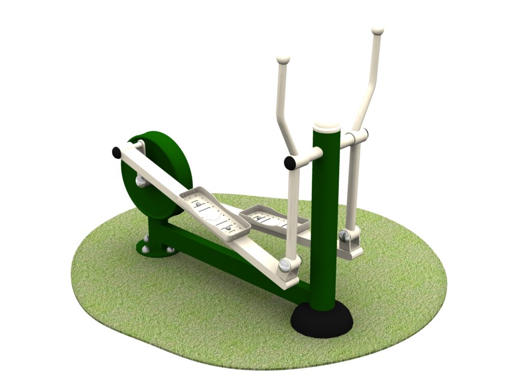 Children's green and grey steel X trainer with grass