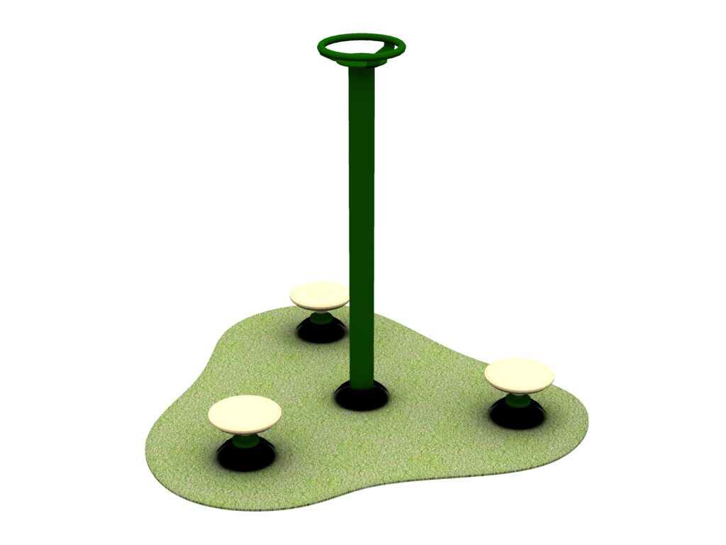 Children's green and grey steel hip twister with grass