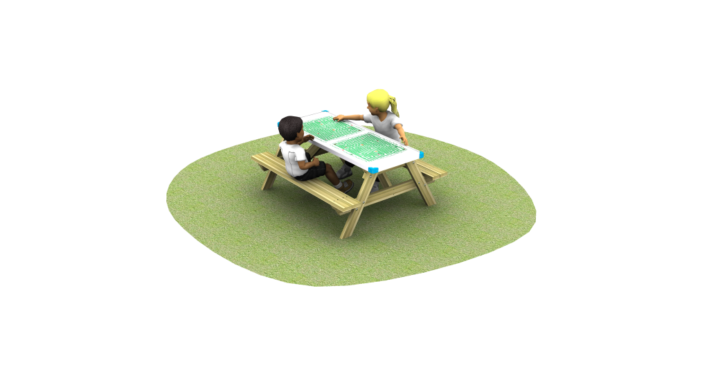 Maze gameboard table with grass and children