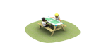 Maze gameboard table with grass and children