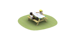 Noughts and Crosses gameboard table with grass and children
