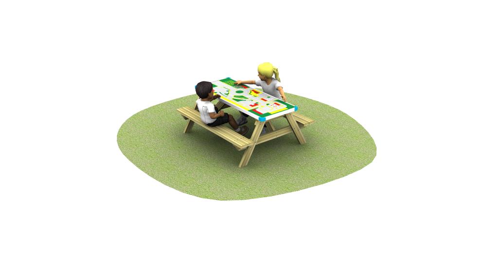 Playtown gameboard table with grass and children