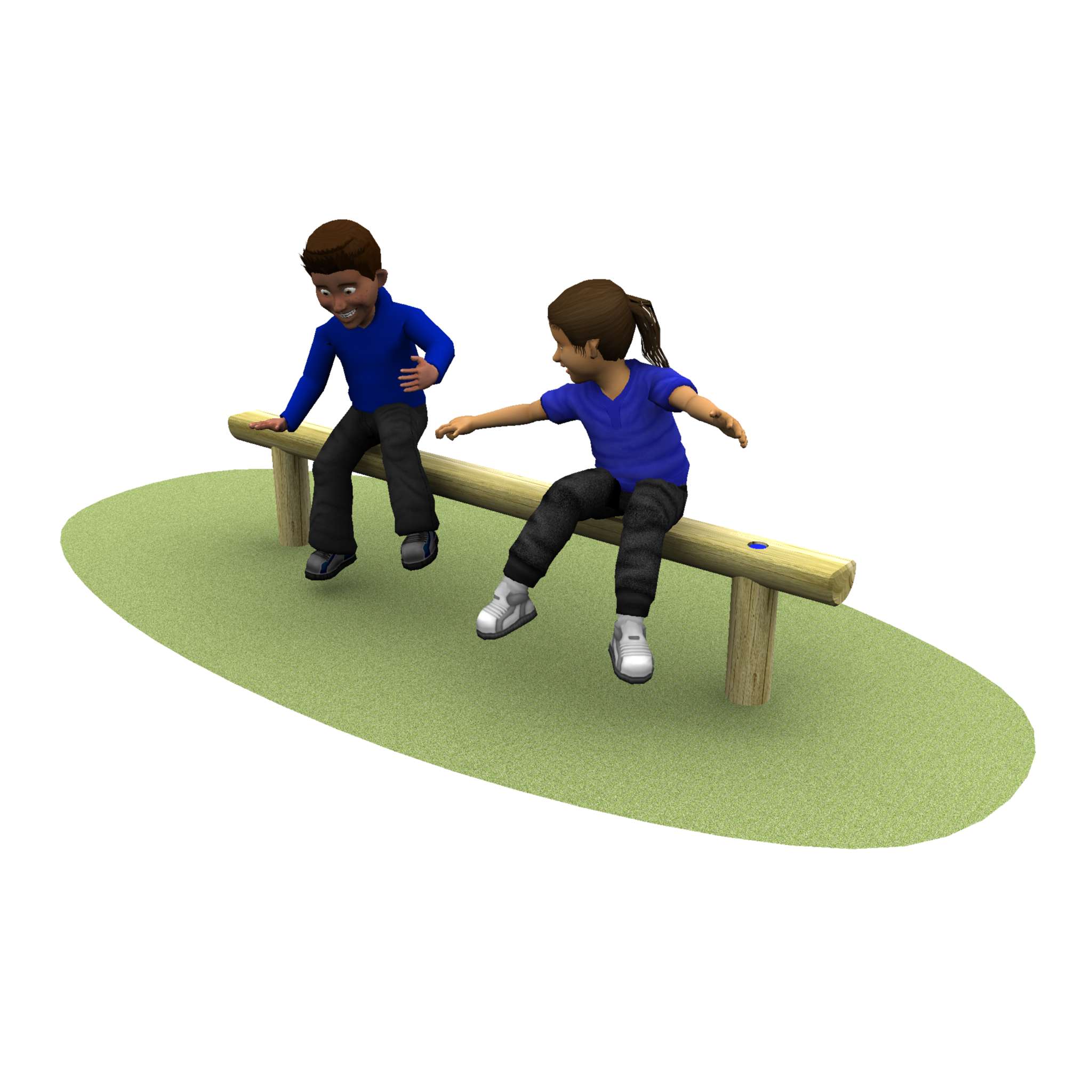 2.4m simple bench with children and grass
