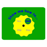 A green card with a yellow spinner labelled Show me how to... and options: Run, Skip, Hop, and Walk. The spinner points to Walk, which is circled.