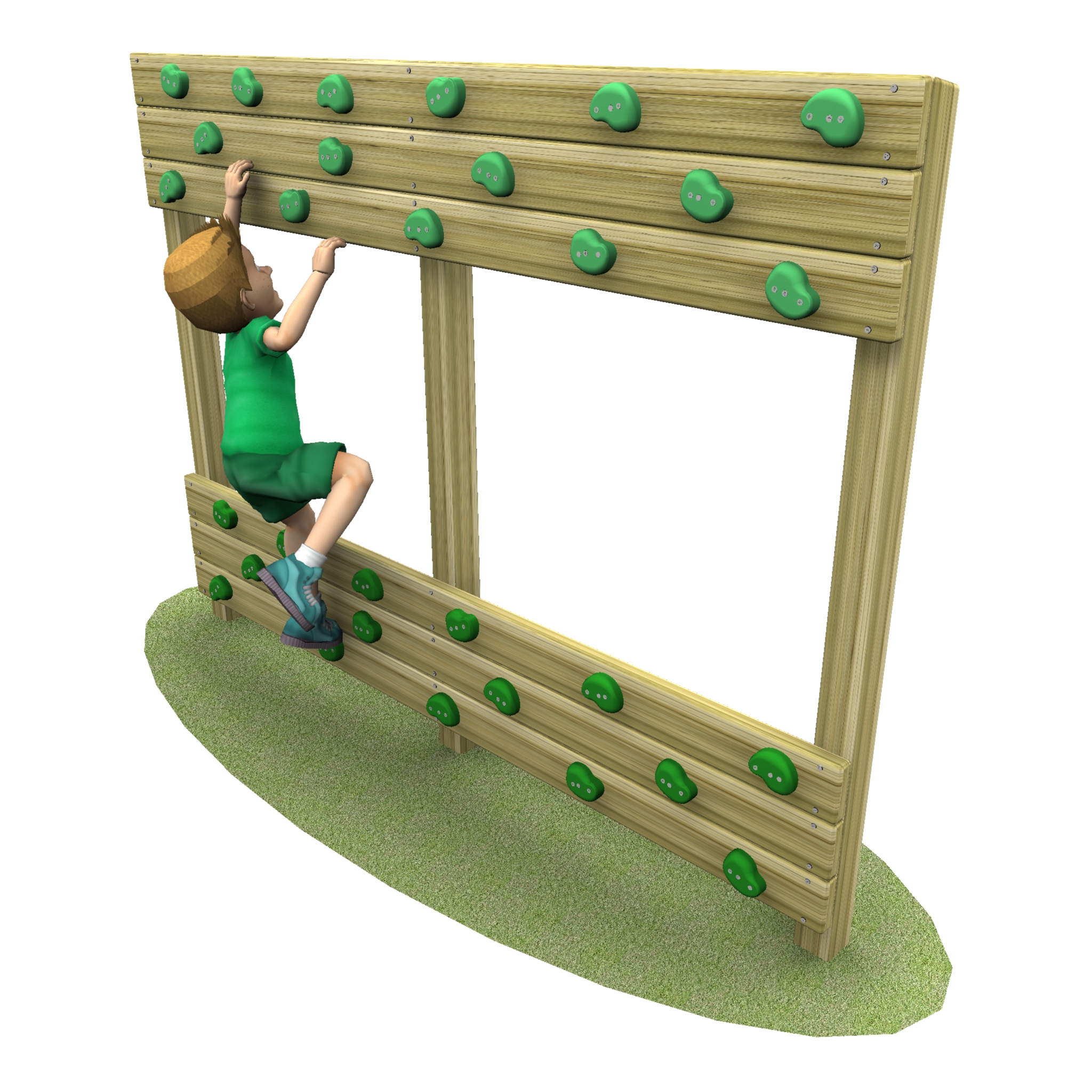 Bouldering Wall with Visibility Gap and child climbing