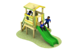 drake 900 with polyslide, rope climber and stairs. children in blue uniforms playing