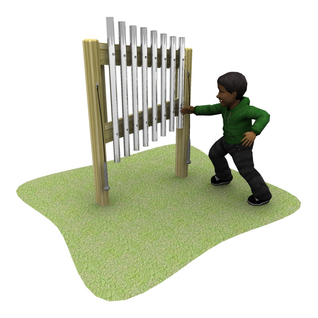 8 large chimes with child using