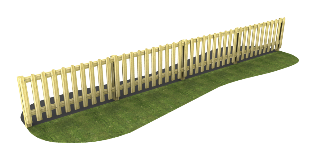 900mm High Wooden Play Fencing on grass