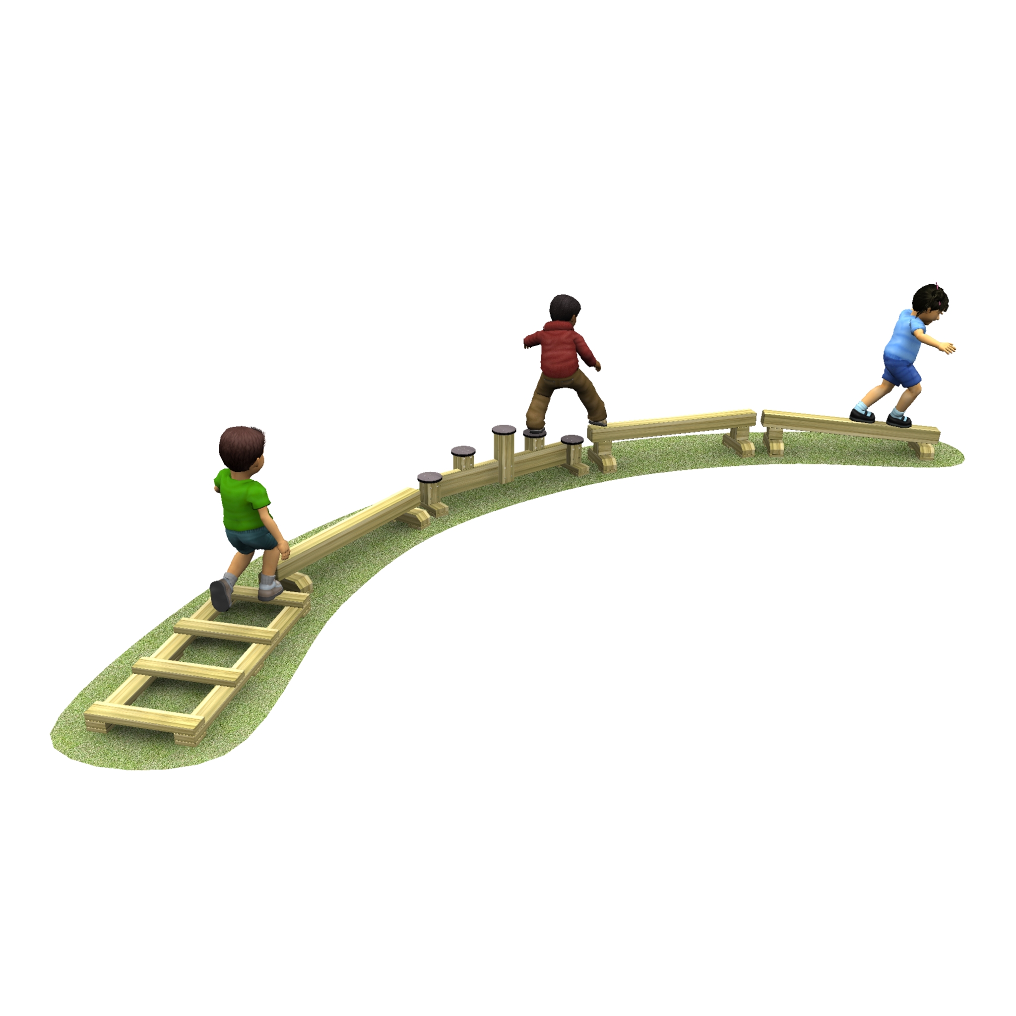 Moveable trail 1 with grass and children
