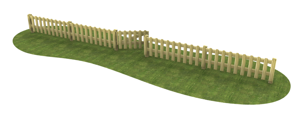 700mm High Primary Picket Wooden Fencing on grass