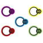 set of 5 wall target rings in various colours.