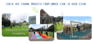 School playground project ideas showing MUGA, outdoor gym and climbing trails at Sutherland Primary Academy by Fawns.