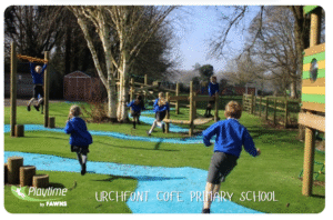 Urchfont CofE Primary School – primary playground design ideas with climbing frames and balance bridges for physical confidence.