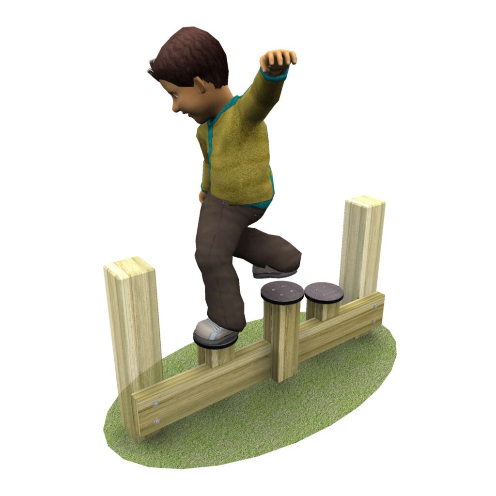 child balancing on a timber weaver crossing
