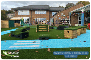 Downsview Primary and Nursery School EYFS outdoor area, EYFS ideas from Playtime by Fawns 